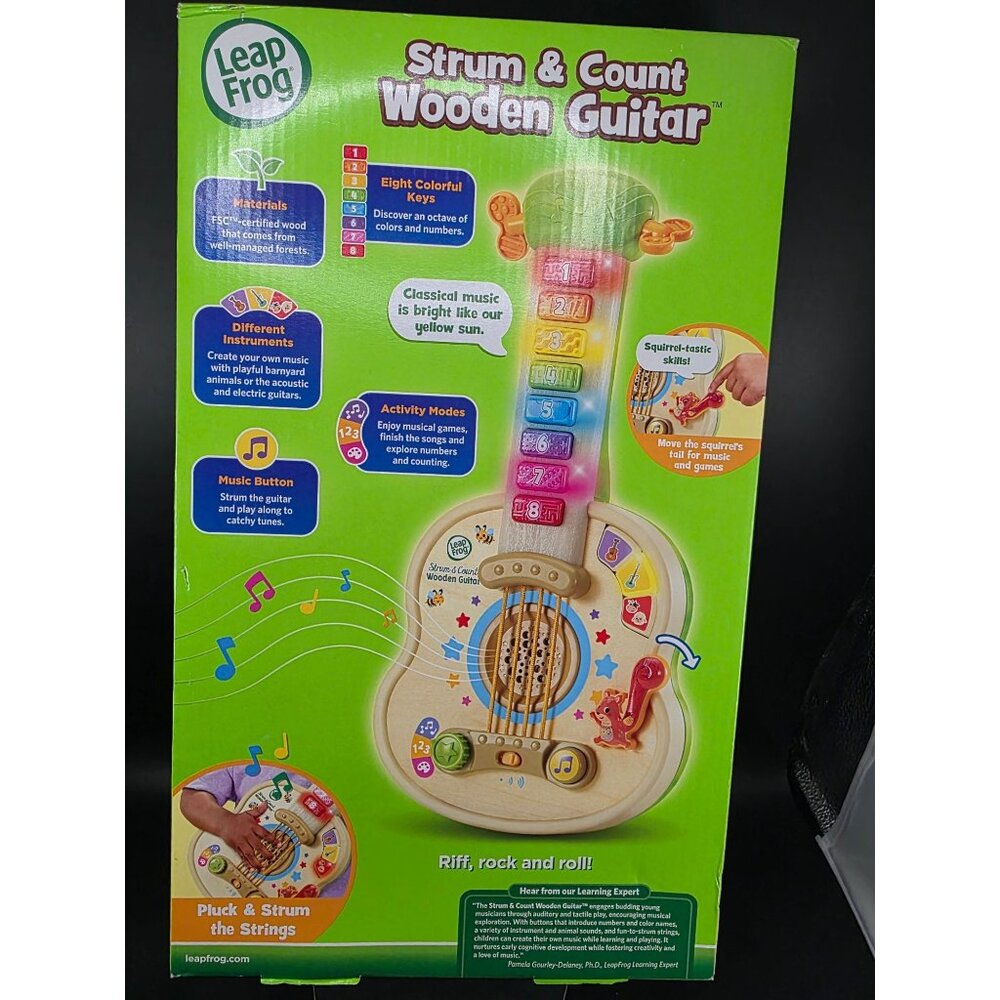 LeapFrog Strum & Count Wooden Guitar Educational Toy 18+ Months Multi-Mode Music - Picture 6 of 10